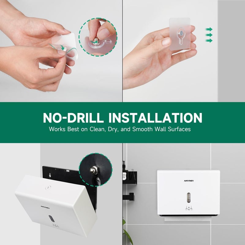 anydry Wall-Mounted Paper Towel Dispenser – Fits Tri-Fold Towels up to 10x3.1 Inches, Holds 200 Sheets, Ideal for Home & Commercial Use (White) - Image 5
